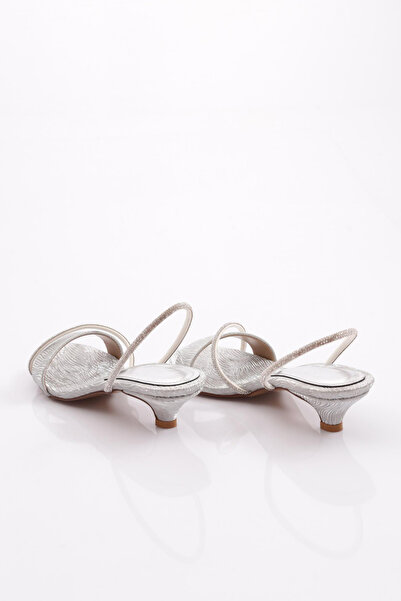 DGN Pantofi de seara cu toc brodat cu piatra de dama Silver Snake 72112821