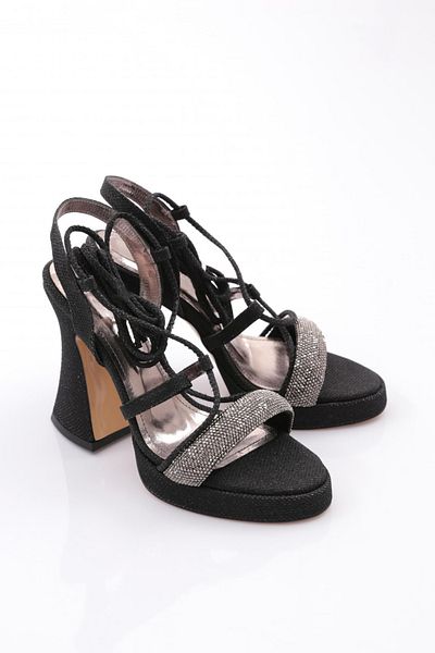 DGN Pantofi de seara cu toc gros de dama cu imprimeu negru 41223564
