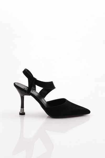 DGN Pantofi cu toc subțire cu model negri de damă 21333534