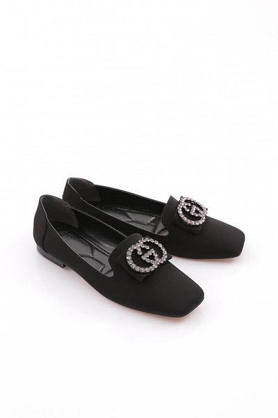 DGN Women's Buckled Ballerinas Black Nubuck 211762621