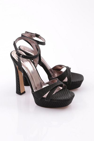 DGN Pantofi de seara cu toc cu bretele la glezna de dama cu sclipici negru 31273564