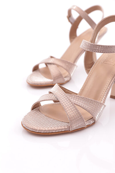 DGN Kadın Bilekten Bağlamalı Topuklu Ayakkabı Rose Kroko 10213534