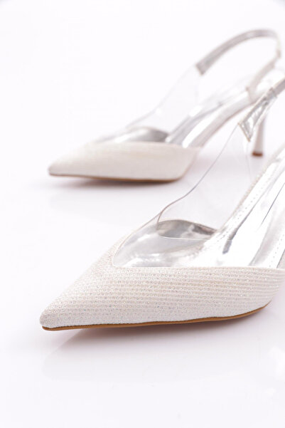 DGN Kadın Arkadan Bağlama Topuklu Ayakkabı Beyaz Baskılı 81193564