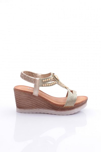 DGN Sandale de damă din paie aurie - 21542328