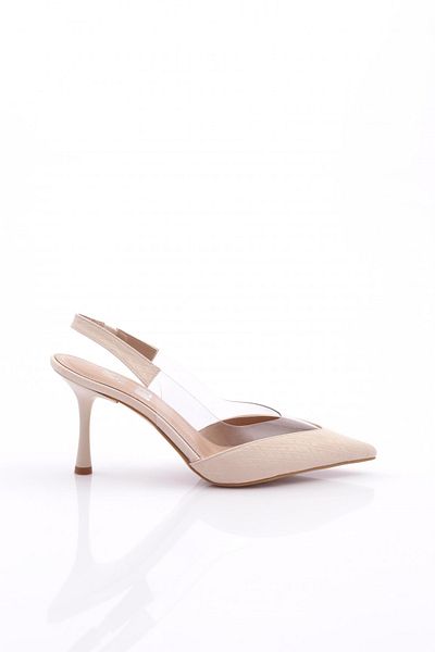 DGN Pantofi cu toc pentru femei de culoarea pielii - cu cravată la spate 81323564