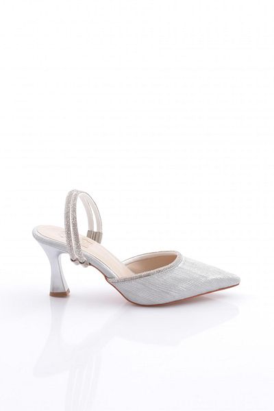DGN Pantofi de seara cu toc decorati cu piatra de dama Argintiu argintiu 262341102145322322