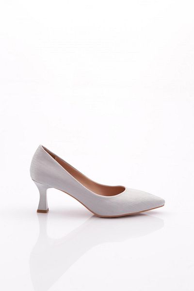 DGN Pantofi cu toc decoltat cu vârf ascuțit, argintiu Nova Satin 43121029