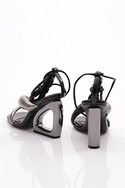 DGN Kadın Bileği Ip Sarmalı Topuklu Abiye Ayakkabı Siyah 355333210