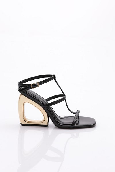 DGN Pantofi de seara de dama cu toc perforat negri 355233210