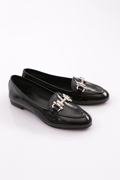 DGN Balerini de damă cu accesorii metalice, piele neagră 351610183