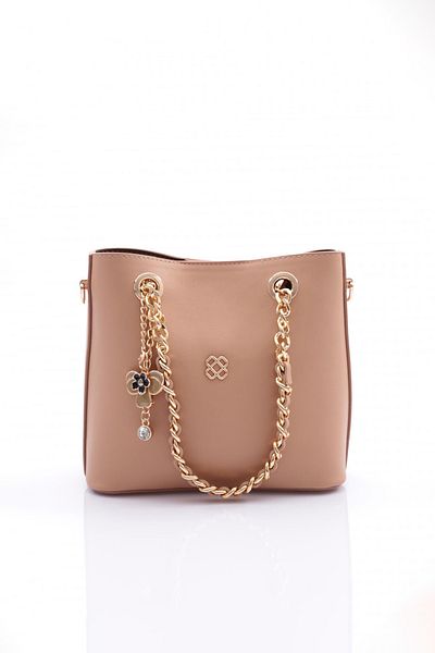 DGN Women's Flower Brooch Chain Detailed Bag Nude 81103555
