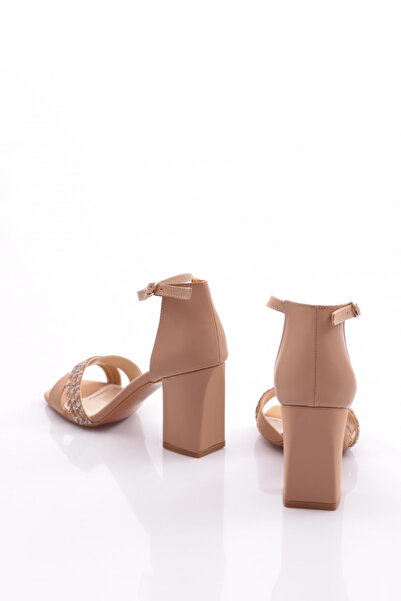 DGN Pantofi cu toc închis de damă cu dungi nude 26231921432322