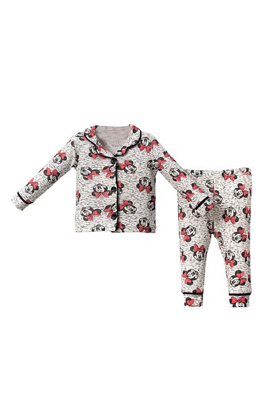 LUSANA 1069 6-18 Months Mini Printed Buttoned Pajamas Set