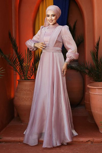 Neva Style Βραδινό φόρεμα Hijab με λεπτομέρεια Drape 45701pd