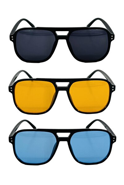 GlimmerGroove مجموعة نظارات شمسية كلاسيكية للجنسين مكونة من 3 قطع من الزجاج ا...