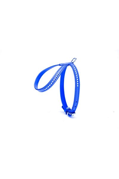 Angoravi Leather Dog Collar with Stones 1.2 X 29-40 cm Blue