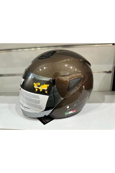 Sway Kask Sw-733 Yarım Aynalı Camlı KAHVERENGİ