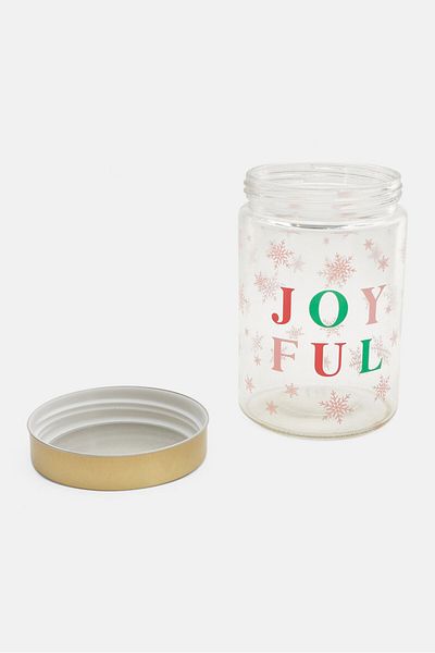 American Atelier Joyful Round Glass Canister 44 Oz, Transparent