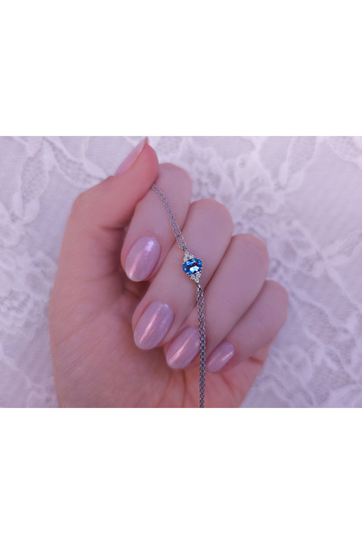 Sirius Pırlanta Pırlanta ve Oval Mavi Topaz Taşlı Bileklik 0617B0008