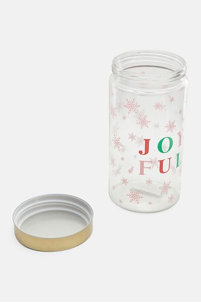 American Atelier Joyful Round Glass Canister 58 Oz, Transparent