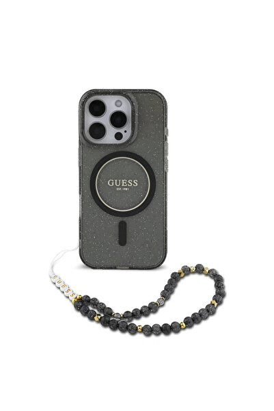 Guess iPhone 16 Pro Uyumlu Kılıf Guess  Lisans Magsafe Özellik Simli Silikon ...