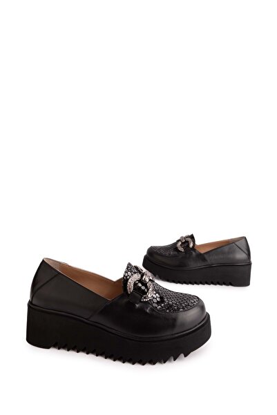 Gondol Genuine Leather Wedge Heeled Buckle Shoes Ast.8403