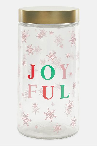 American Atelier Joyful Round Glass Canister 58 Oz, Transparent