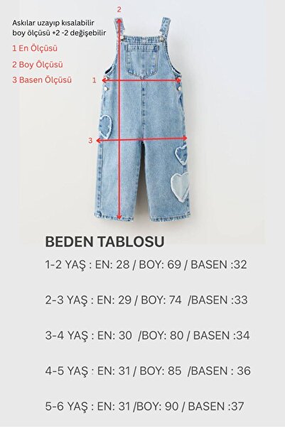 Teeny Weeny Kids New Season Child Heart Applique Detaliat Jean Salopet (CUMPĂRĂ 1 MĂRIME MAI MARE)