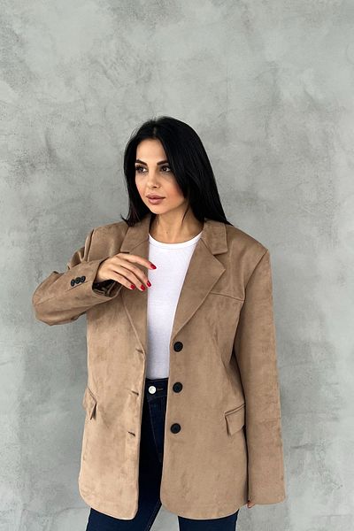Seda Yalçın Atelier Camel Buttoned Lined Suede Blazer Jacket