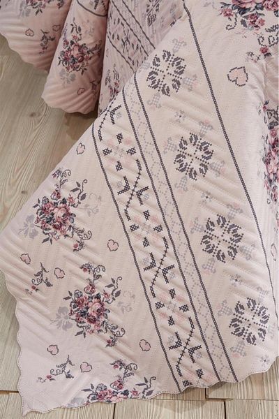 Çeyiz Diyarı Double Ultrasonic Quilted Bedspread - Powder