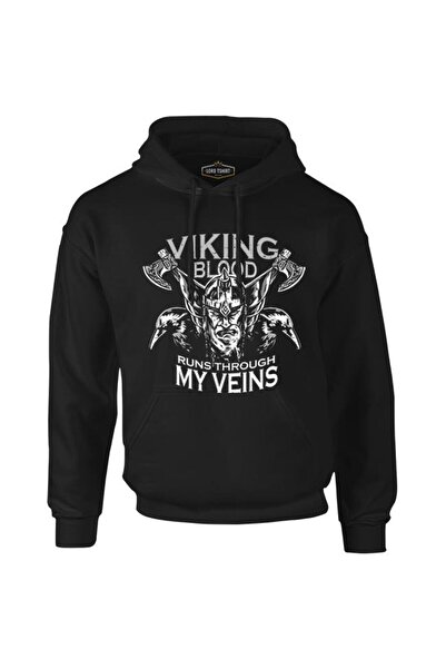 Lord T-Shirt Viking Blood Crows And Axes Black Men's Zipperless Hoodie
