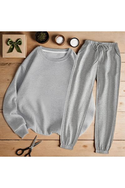 Fifty Color 2 Piece Gray Sweatshirt and Sweatpants Set