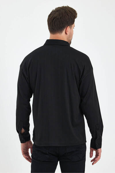 HAWKKİNG Чоловіча біла бавовняна сорочка з довгими рукавами з візерунком