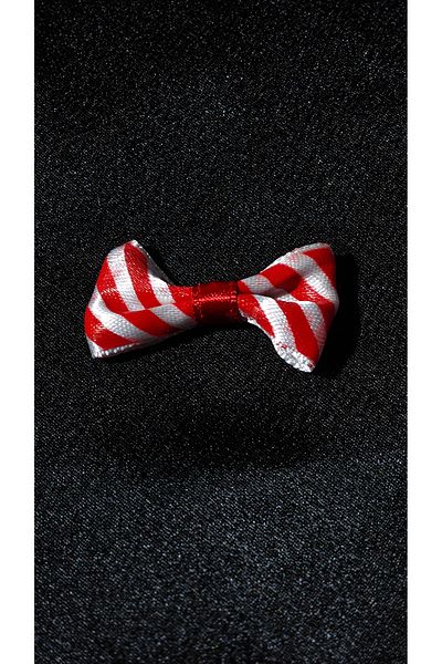 ÖZPAŞ TEKSTİL VE AKSESUAR 3cm Red-White Striped Bow Tie Bow - 25 Pieces