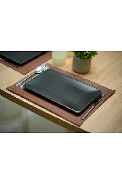MS Glassware Καφέ/ Ορθογώνιο/Δερμάτινο American Service/ Πλάκα/ 40x30 cm Σειρά Wicker House