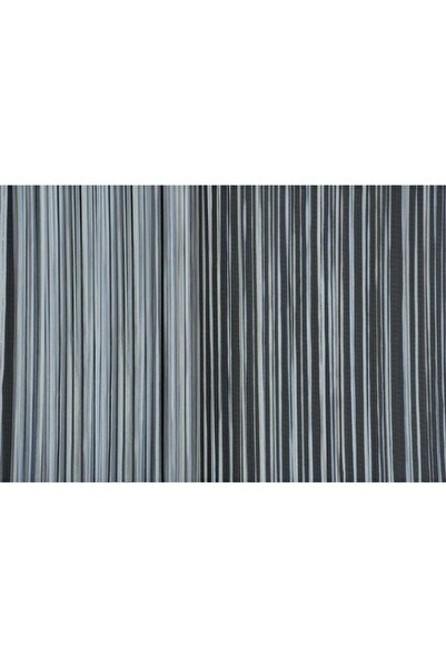 AKÇA TEKSTİL Plain Rope Curtain 180 cm Width 280 cm Length Gray Double Color Ready Rope Curtain