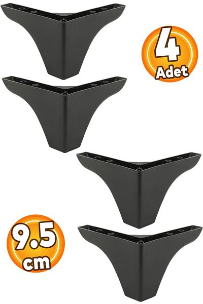 Badem10 Scaun Rose Bellona - Picior de scaun negru cu lățime de 9,5 cm (4 bucăți)