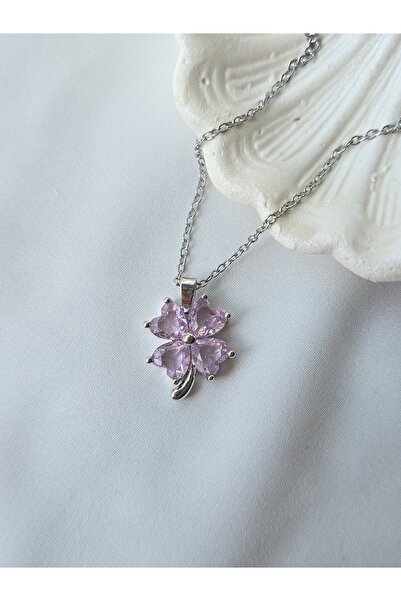 ULYOS PONIS Renkli Yonca Zirkon Taşlı Çelik Kolye