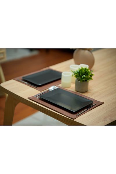 MS Glassware Καφέ/ Ορθογώνιο/Δερμάτινο American Service/ Πλάκα/ 40x30 cm Σειρά Wicker House