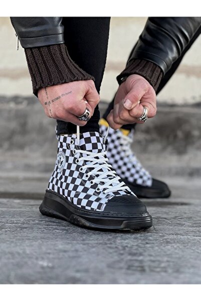 Wagoon Wg017 Καρό Ανδρικά Παπούτσια Casual Half Ankle