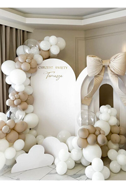 Çemrek Süs Parti Набір білих повітряних кульок з лісовим горіхом, 100 штук