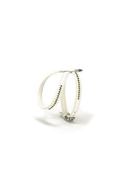 K&A Leather Dog Collar with Emerald Stone 1,2 X 21-30 cm White