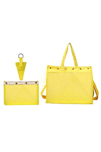 yumakça Örgü Çantası, Çok Amaçlı Çanta, Organizer Çanta | Şeffaf Sarı LE18