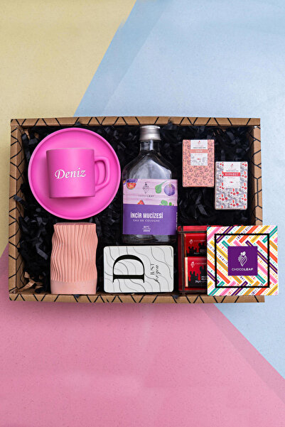 TrendHediye İsme Özel Pembe Fincan Seti, 200ml Kolanya, Türk Kahvesi, Magnet,...