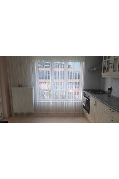 AKÇA TEKSTİL Rope Model White Color Rope Corder 180 cm Width 280 cm Length 2 mm in Strips Ready Line Curtain