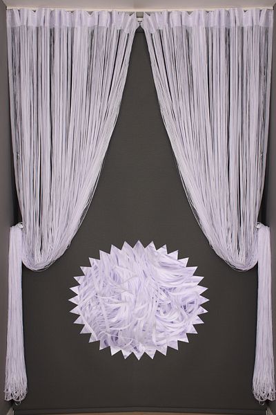 AKÇA TEKSTİL Plain Rope Curtain 180 cm Width 280 cm Length White Color Ready Rope Curtain