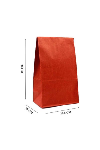 AL Bİ 90LIK Red Purple Green Paper Bag - Kraft Square Bottom, 30 Pieces Set of 3