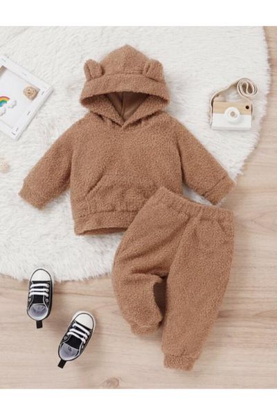 Bubito Unisex βελούδινο παιδικό κάτω μέρος Welsoft Σετ-Καφέ