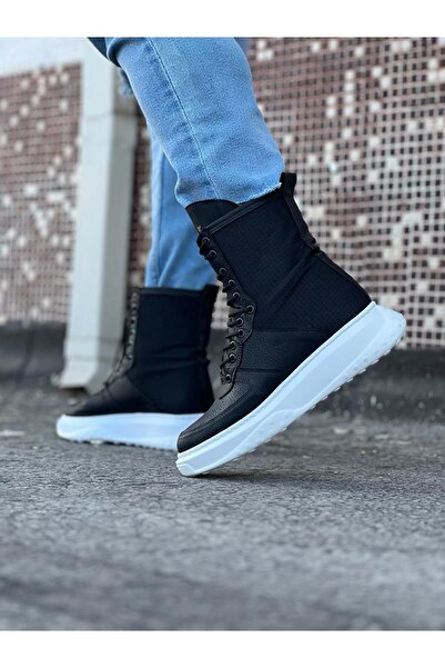 Wagoon Wg012 Μοντέλο - Μαύρες, μακριές μπότες με κορδόνια