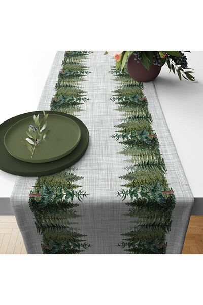 Lilies Atelier Crin Crăciun Pini Model Green Runner 40 X 140 Cm I Față de masă